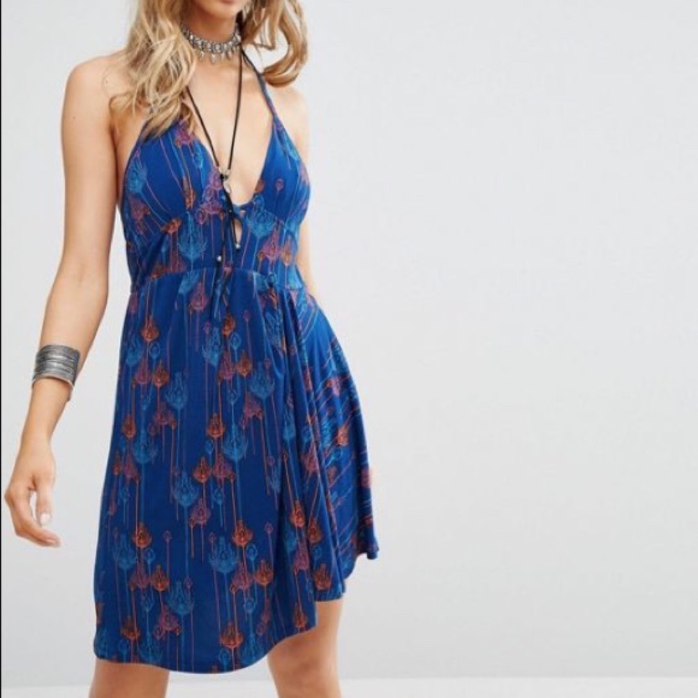 Free People Tropical Daydream Halter Mini Dress size XS